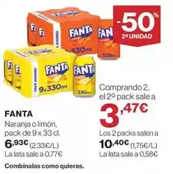Hipercor Fanta - naranja o limón oferta