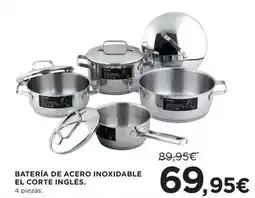 Hipercor Batería de acero inoxidable el corte inglés oferta