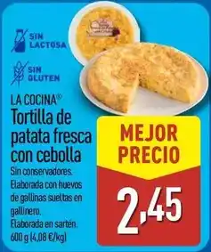 ALDI La cocina - tortilla de patata fresca con cebolla oferta