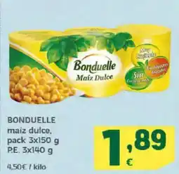 HiperDino BONDUELLE maíz dulce, oferta