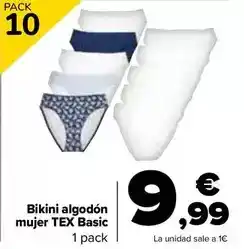 Carrefour Tex basic - bikini algodon mujer oferta