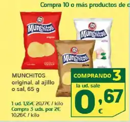 HiperDino MUNCHITOS original, al ajillo o sal oferta