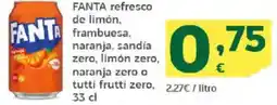 HiperDino FANTA refresco de limón, frambuesa, naranja, sandía zero, limón zero, naranja zero o tutti frutti zero oferta
