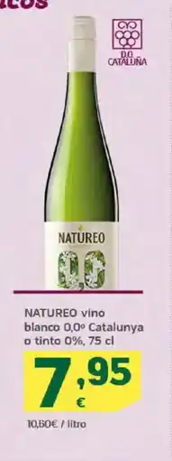 HiperDino NATUREO vino blanco 0,0° Catalunya o tinto 0% oferta