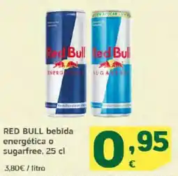 HiperDino RED BULL bebida energética o sugarfree oferta