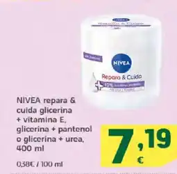 HiperDino NIVEA repara & cuida glicerina + vitamina E, glicerina + pantenol o glicerina + urea oferta