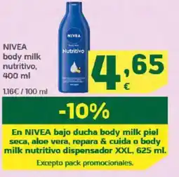 HiperDino NIVEA body milk nutritivo oferta