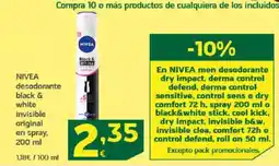 HiperDino NIVEA desodorante black & white invisible original en spray, oferta