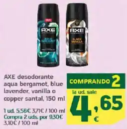 HiperDino AXE desodorante aqua bergamot, blue lavender, vanilla o copper santal oferta