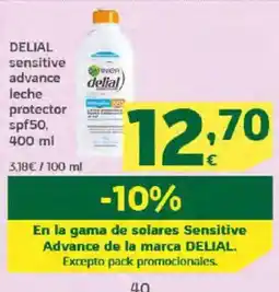 HiperDino DELIAL sensitive advance leche protector spf50 oferta