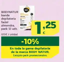 HiperDino BODYNATUR banda depilatoria facial almendra oferta