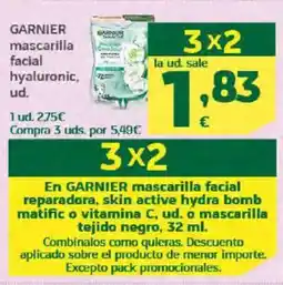 HiperDino GARNIER mascarilla facial hyaluronic, oferta