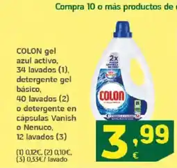 HiperDino COLON gel azul activo detergente gel básico, o detergente en cápsulas Vanish o Nenuco oferta