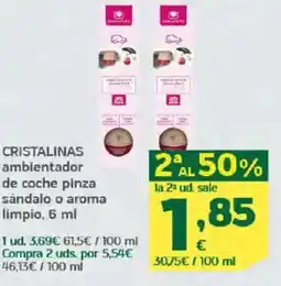 HiperDino CRISTALINAS ambientador de coche pinza sándalo o aroma limpio oferta