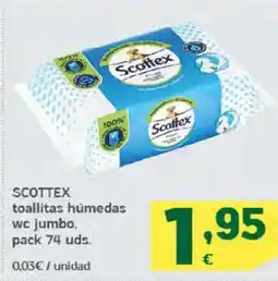 HiperDino SCOTTEX toallitas húmedas wc jumbo oferta