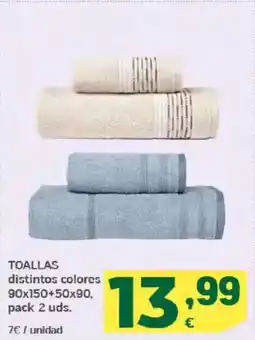 HiperDino TOALLAS distintos colores 90x150+50x90 oferta