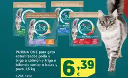 HiperDino PURINA ONE para gato esterilizados pollo y trigo o salmón y trigo o bifensis senior o bolas y pavo oferta