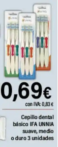 Cash Ifa IFA UNNIA Cepillo dental básico suave, medio o duro oferta