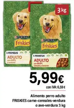 Cash Ifa FRISKIES Alimento perro adulto carne-cereales-verdura o ave-verdura oferta