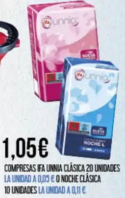 Claudio IFA UNNIA Compresas clásica 20 unidades noche clásica oferta