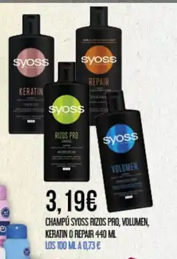 Claudio Champú syoss rizos pro, volumen, keratin o repair oferta