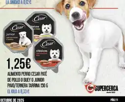 Claudio Alimento perro cesar paté de pollo o buey o junior pavo/ternera tarrina oferta