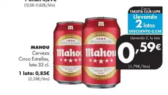 Supermercados Lupa MAHOU Cerveza Cinco Estrellas oferta