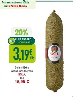 Masymas SOLÁ Salami Extra a las Finas Hierbas oferta