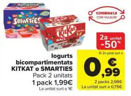 Carrefour Market KITKAT O SMARTIES logurts bicompartimentats oferta
