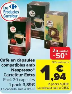 Carrefour Market Cafè en càpsules compatibles amb Nespresso Carrefour Extra oferta
