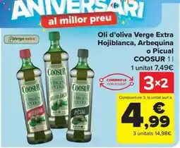 Carrefour Market COOSUR Oli d'oliva Verge Extra Hojiblanca, Arbequina o Picual oferta