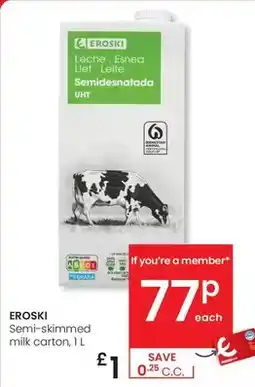 Eroski Eroski - semi-skimmed milk oferta