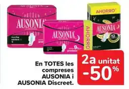 Carrefour Market AUSONIA En totes les compreses ausonia i discreet. oferta