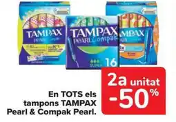 Carrefour Market TAMPAX En tots els tampons pearl & compak pearl. oferta