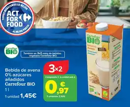 Carrefour CARREFOUR BIO Bebida de avena 0% azúcares añadidos oferta