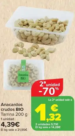 Carrefour Anacardos crudos bio oferta