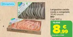 Carrefour Langostino cocido crudo o congelado 30/40 piezas bio oferta