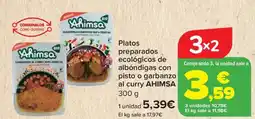 Carrefour AHIMSA Platos preparados ecológicos de albóndigas con pisto o garbanzo al curry oferta