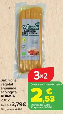 Carrefour AHIMSA Salchicha vegetal ahumada ecológica oferta
