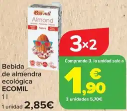 Carrefour ECOMIL Bebida eco mil Almond de almendra ecológica oferta