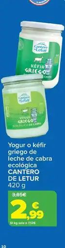 Carrefour CANTERO DE LETUR Yogur o kéfir griego de leche de cabra ecológica oferta