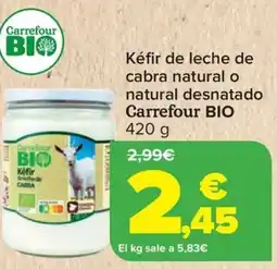 Carrefour CARREFOUR BIO Kéfir de leche de cabra natural o natural desnatado oferta