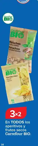 Carrefour CARREFOUR BIO En todos los aperitivos y frutos secos oferta