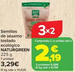 Carrefour NATURGREEN Semillas de sésamo tostado ecológico oferta