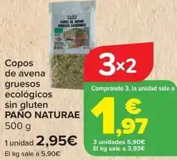 Carrefour PAÑO NATURAE Copos de avena gruesos ecológicos sin gluten oferta