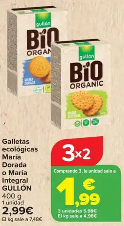 Carrefour GULLÓN Galletas ecológicas María Dorada o María Integral oferta