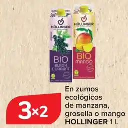 Carrefour HOLLINGER En zumos ecológicos de manzana, grosella o mango oferta