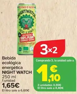 Carrefour NIGHT WATCH Bebida ecológica energética oferta