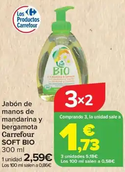Carrefour CARREFOUR SOFT BIO Jabón de manos de mandarina y bergamota oferta