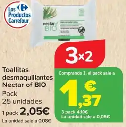 Carrefour NECTAR OF BIO Toallitas desmaquillantes oferta